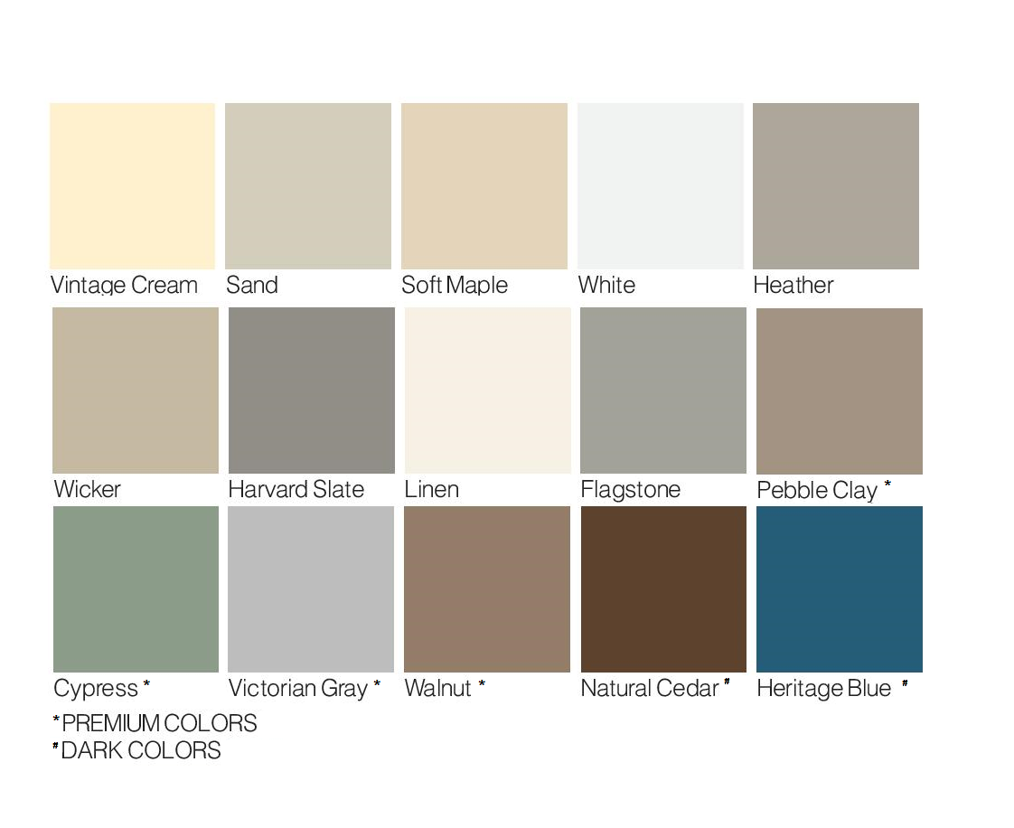 vinyl siding and accessories color chart